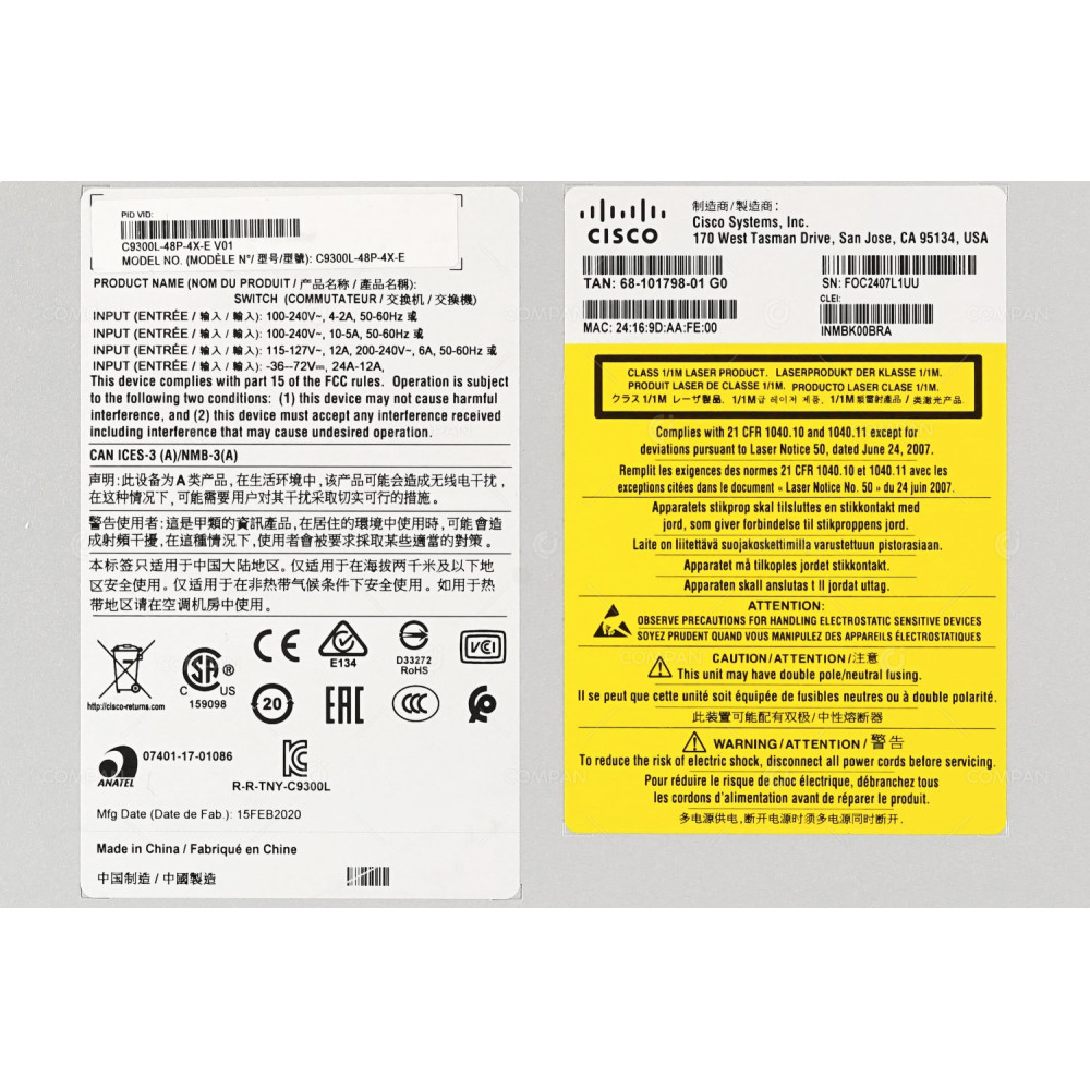 C9300L-48P-4X-E CISCO CATALYST 9300L 48 PORT 1GB ETHERNET POE+ 4 PORT 10GB SFP+ FIXED UPLINKS SWITCH WITHOUT NETWORK ESSENTIALS LICENSE